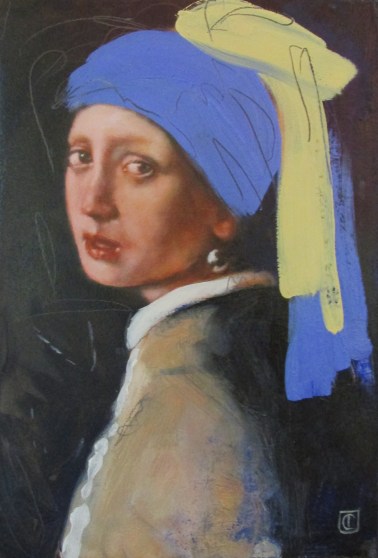 After Vermeer 'Girl with a pearl earring' (Ultramarine with ochre) 2016