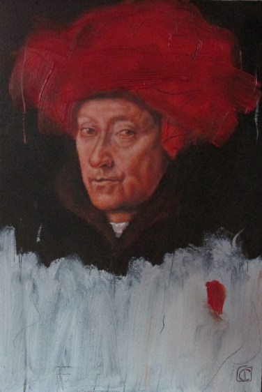 Vermilion with cadmium, jan-van-eyck portrait of a man