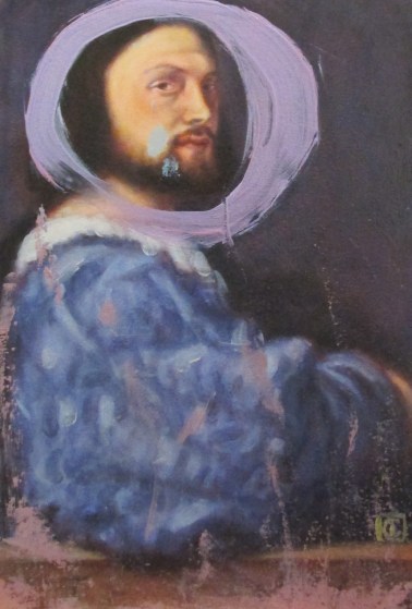 Rose madder with ultramarine after Titian, 'Portrait of Gerolamo Barbarigo'
