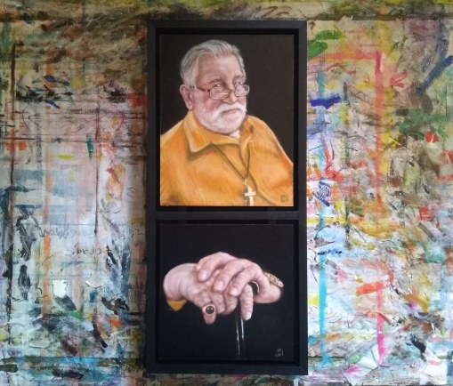 Portrait of Michael with cadmium red and lemon yellow