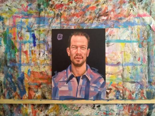 David Wall, with ultramarine and cobalt violet - Shop floor manager, Welbeck farm shop