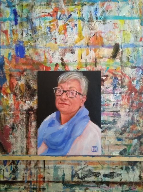 Julia McGrath, with ultramarine and titanim white - Executive PA, Welbeck estate